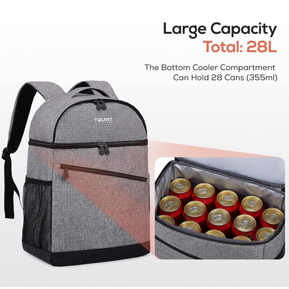 Backpack cooler 28 cans insulated leakproof